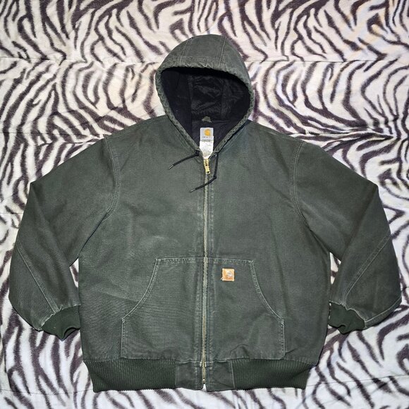 Carhartt J130 MOS zip-up hooded jacket insulated size mens XL moss green